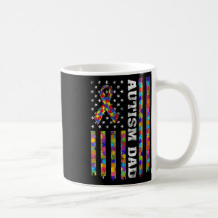 Autism Awareness Proud Autism Dad Vintage Usa Flag Coffee Mug