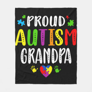 Autism Awareness Proud Autism Grandpa Hand Heart P Fleece Blanket