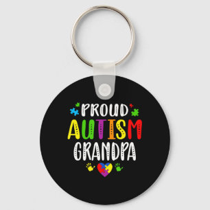 Autism Awareness Proud Autism Grandpa Hand Heart P Key Ring