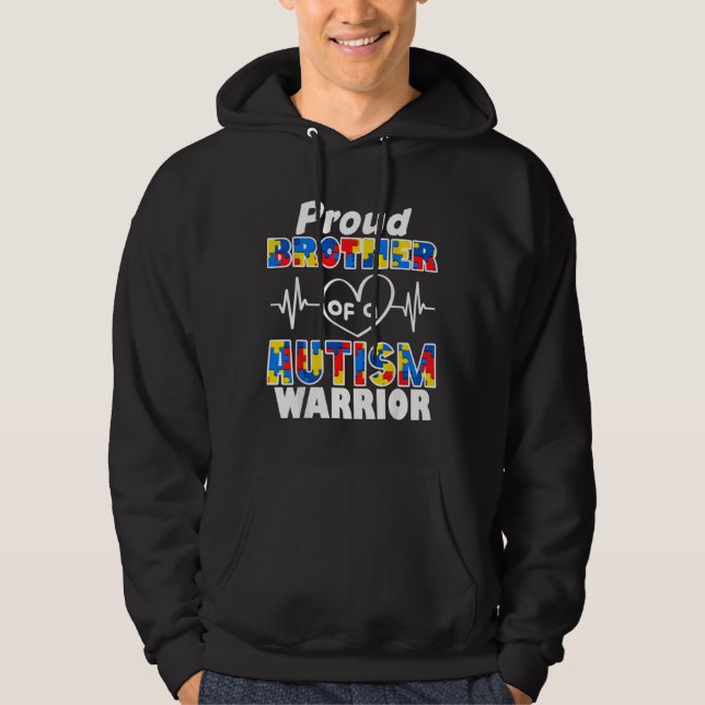 Autism Awareness Proud Brother Of A Autism Warrior Hoodie (Front)
