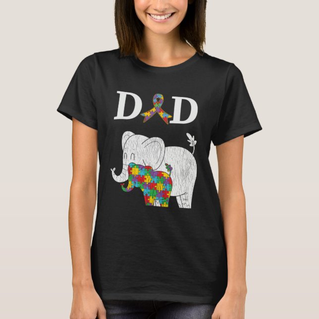 Autism Awareness Proud Dad Autistic Son Daughter E T-Shirt (Front)