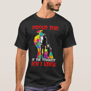 Autism Awareness Proud Dad Of The Toughest Boy Puz T-Shirt