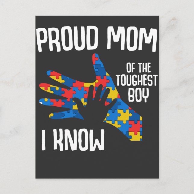 Autism Awareness Proud Mum Autistic Kid Postcard (Front)