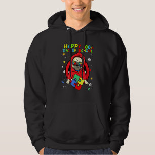 Autism Awareness Pug Dog Happy 100th Days Of Schoo Hoodie