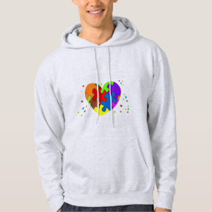 Autism awareness puzzle and heart for women, men, hoodie