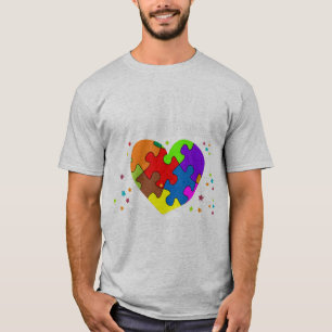 Autism awareness puzzle and heart for women, men, T-Shirt