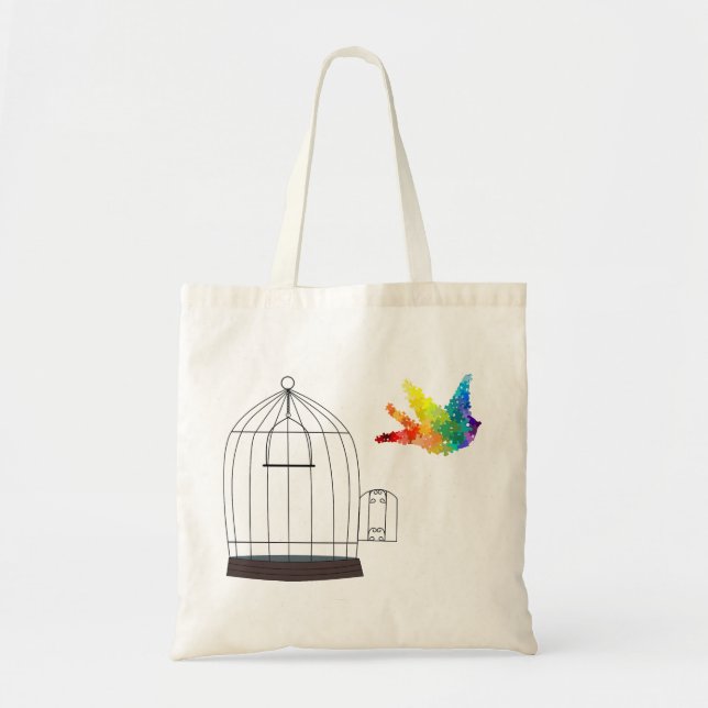 Autism Awareness Puzzle Bird T-Shirt Tote Bag (Front)