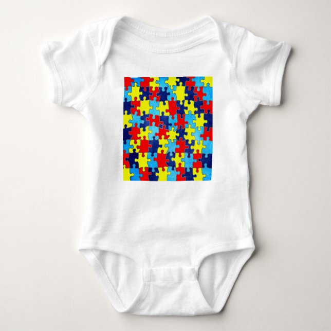 Autism Awareness-Puzzle by Shirley Taylor Baby Bodysuit (Front)