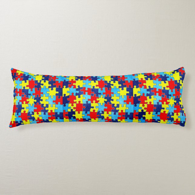 Autism Awareness-Puzzle by Shirley Taylor Body Cushion (Front)