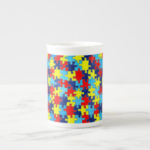 Autism Awareness-Puzzle by Shirley Taylor Bone China Mug