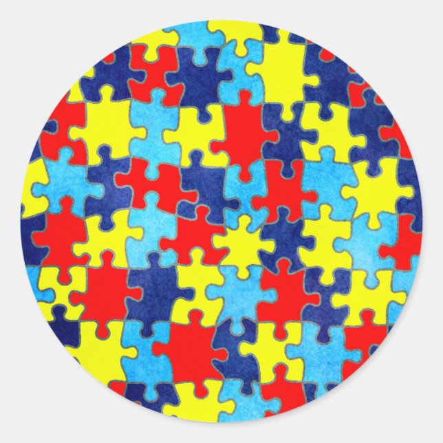 Autism Awareness-Puzzle by Shirley Taylor Classic Round Sticker (Front)