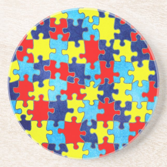 Autism Awareness-Puzzle by Shirley Taylor Coaster (Front)