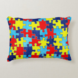 Autism Awareness-Puzzle by Shirley Taylor Decorative Cushion