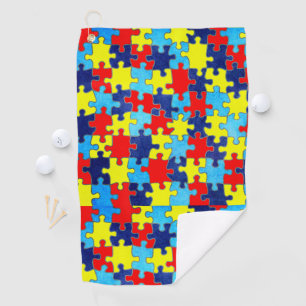 Autism Awareness-Puzzle by Shirley Taylor Golf Towel
