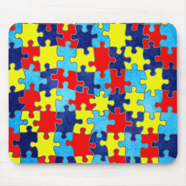 Autism Awareness-Puzzle by Shirley Taylor Mouse Pad (Front)
