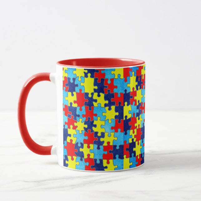 Autism Awareness-Puzzle by Shirley Taylor Mug (Left)