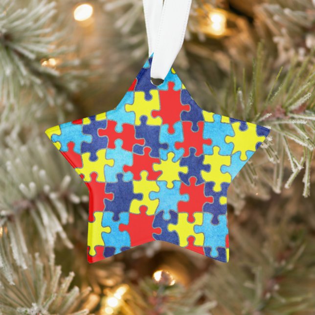 Autism Awareness-Puzzle by Shirley Taylor Ornament (Tree)
