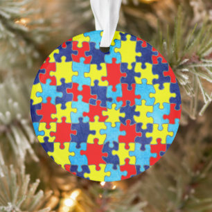 Autism Awareness-Puzzle by Shirley Taylor Ornament
