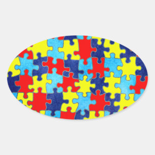 Autism Awareness-Puzzle by Shirley Taylor Oval Sticker