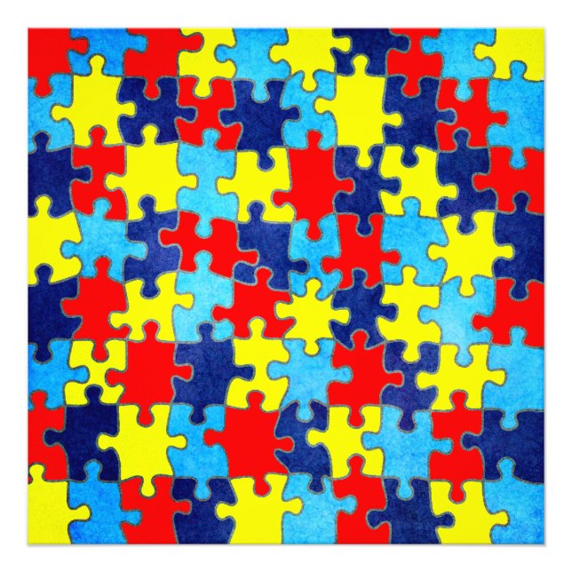 Autism Awareness-Puzzle by Shirley Taylor Photo Print (Front)