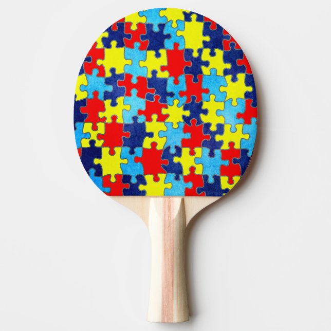 Autism Awareness-Puzzle by Shirley Taylor Ping Pong Paddle (Front)
