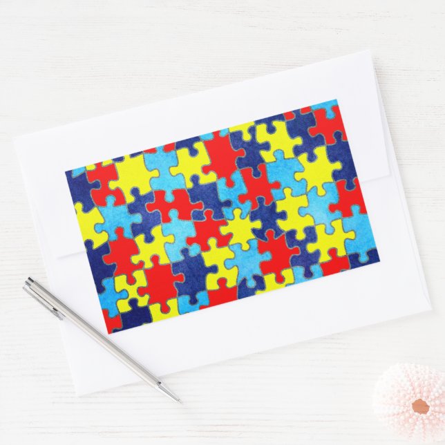 Autism Awareness-Puzzle by Shirley Taylor Rectangular Sticker (Envelope)