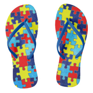 Autism Awareness-Puzzle by Shirley Taylor Thongs
