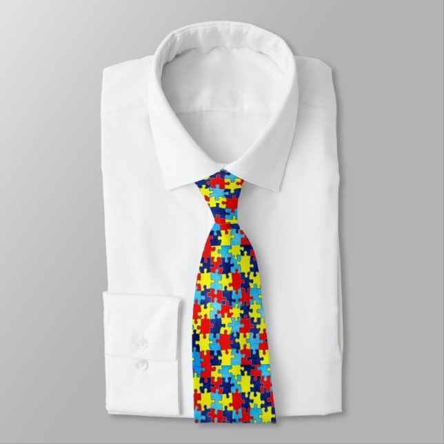 Autism Awareness-Puzzle by Shirley Taylor Tie (Tied)