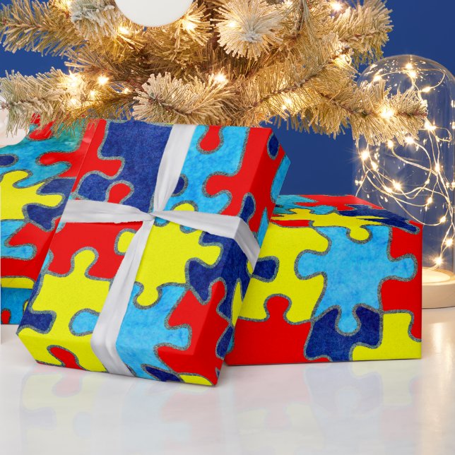 Autism Awareness-Puzzle by Shirley Taylor Wrapping Paper (Holidays)