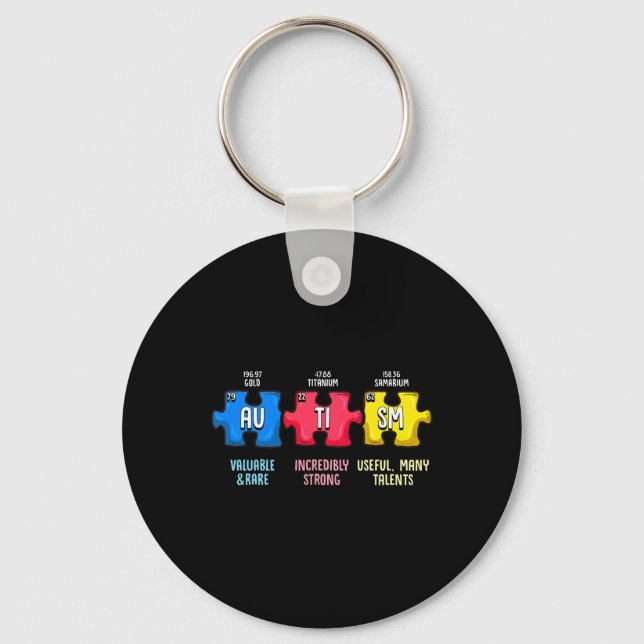 Autism Awareness Puzzle Chemical Element  Key Ring (Front)
