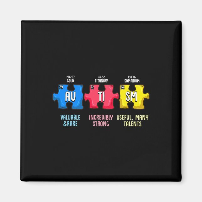 Autism Awareness Puzzle Chemical Element  Magnet (Front)
