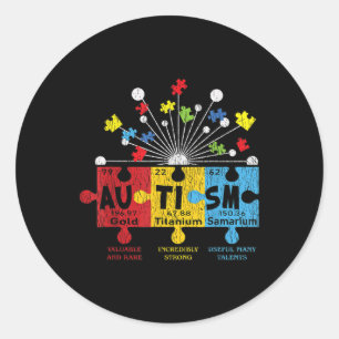 Autism Awareness Puzzle Chemical Elements Periodic Classic Round Sticker
