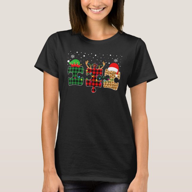 Autism Awareness Puzzle Christmas Autistic Xmas Pa T-Shirt (Front)