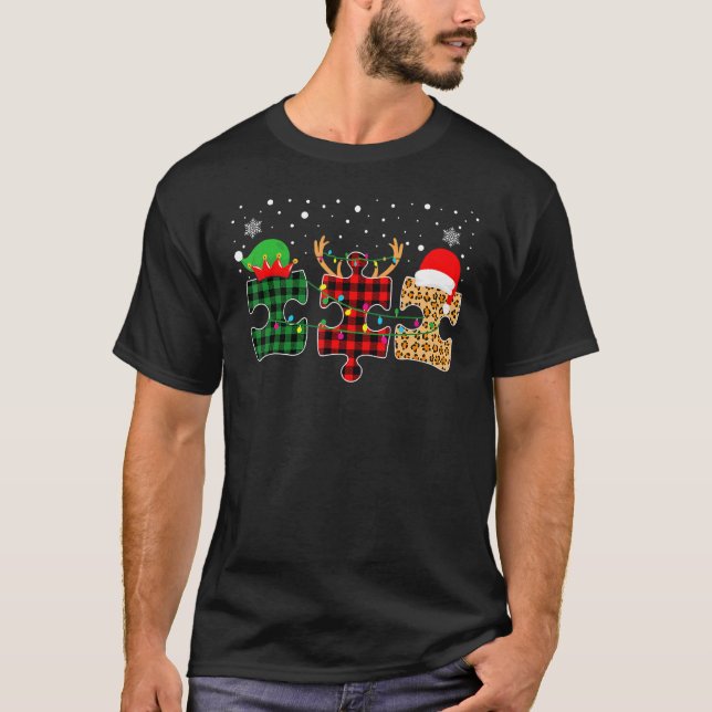 Autism Awareness Puzzle Christmas Autistic Xmas Pa T-Shirt (Front)