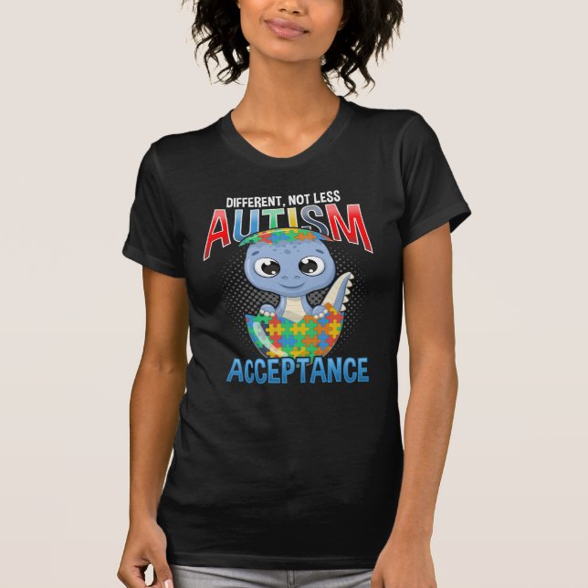 Autism Awareness Puzzle Cute Dino Autistic Kid T-Shirt (Front)