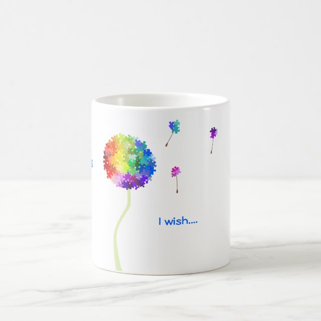 Autism Awareness Puzzle Dandelion Wishes Coffee Mug (Center)