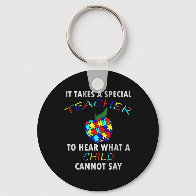 Autism Awareness Puzzle Design Support Special Ed  Key Ring (Front)