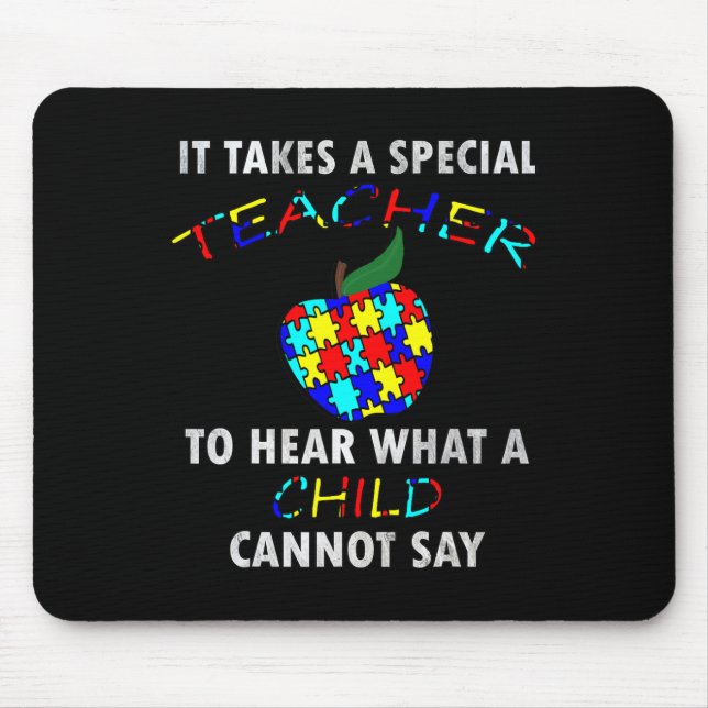 Autism Awareness Puzzle Design Support Special Ed  Mouse Pad (Front)