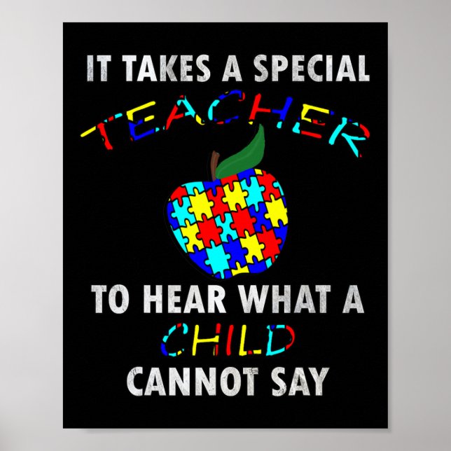 Autism Awareness Puzzle Design Support Special Ed  Poster (Front)