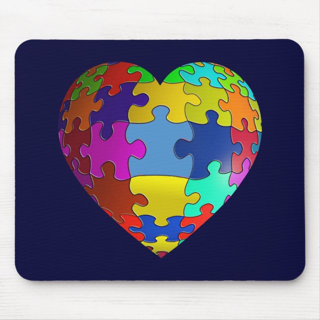 Autism Awareness Puzzle Heart Mouse Pad (Front)