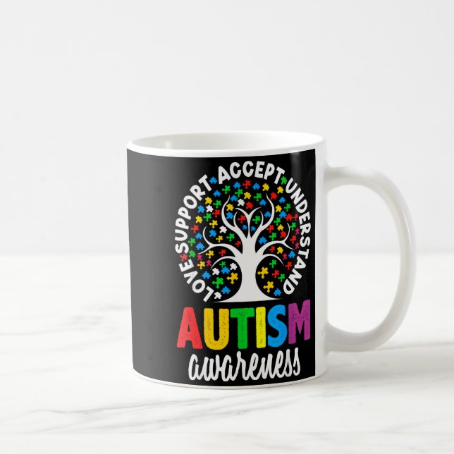 Autism Awareness Puzzle Heart Suprt Men Women  Coffee Mug (Right)