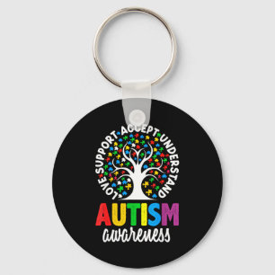 Autism Awareness Puzzle Heart Suprt Men Women  Key Ring