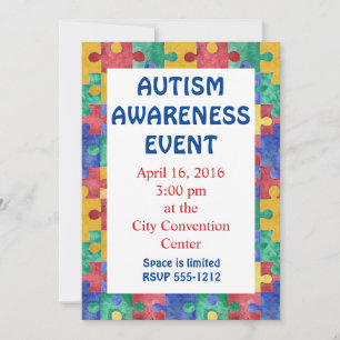 Autism Awareness puzzle invitation announcement