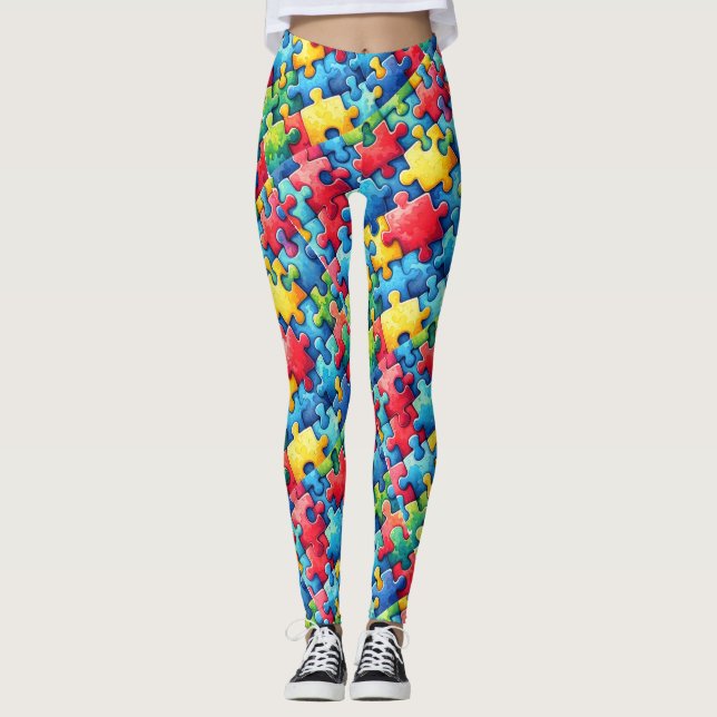 Autism Awareness Puzzle Leggings (Front)
