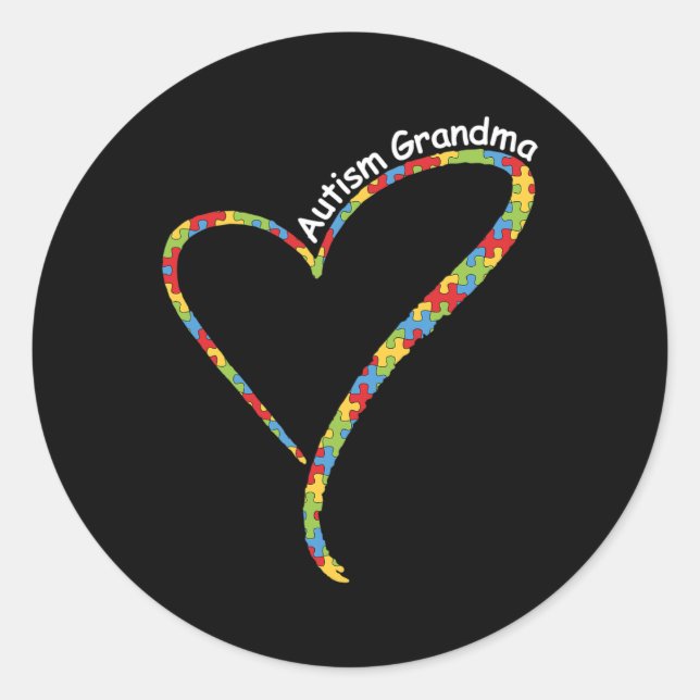 Autism Awareness Puzzle Of Heart Plus Size  Classic Round Sticker (Front)