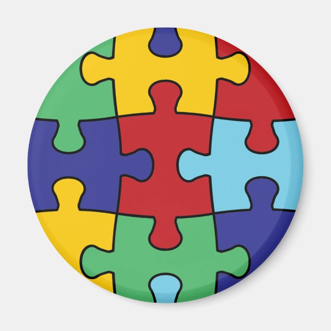 Autism Awareness Puzzle Pattern Magnet (Front)