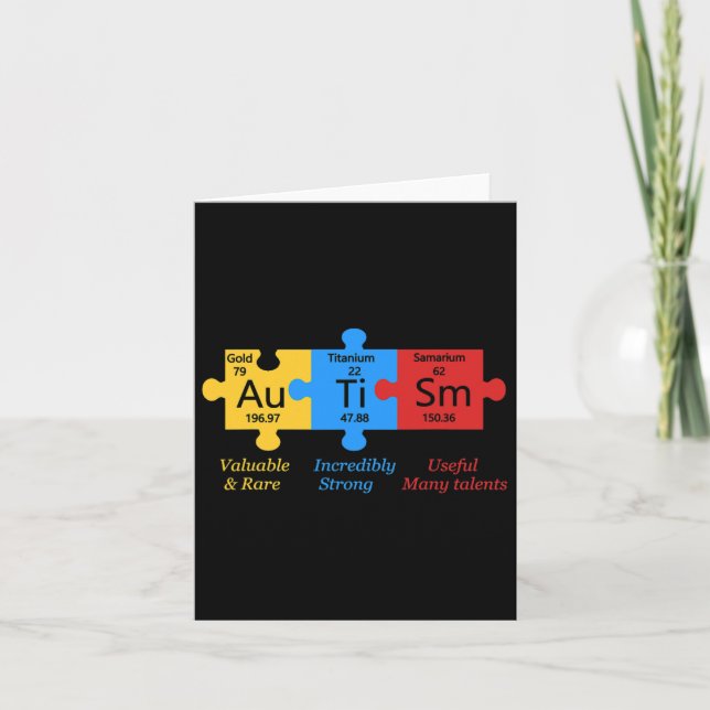 Autism Awareness Puzzle Periodic Table Elements Gi Card (Front)