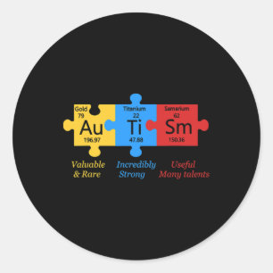 Autism Awareness Puzzle Periodic Table Elements Gi Classic Round Sticker