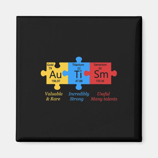 Autism Awareness Puzzle Periodic Table Elements Gi Magnet (Front)
