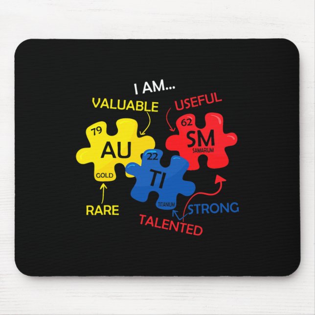 Autism Awareness Puzzle Periodic Table Elements Mo Mouse Pad (Front)